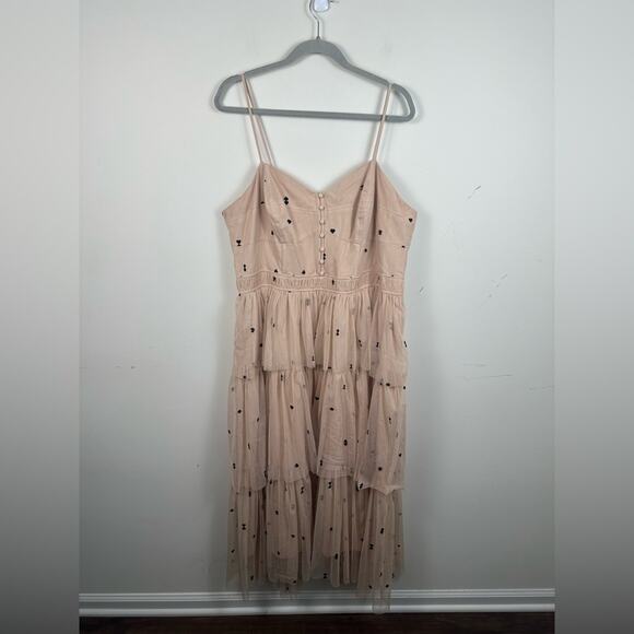 NWT Maeve Tiered Tulle Removable Straps Midi Dress Velvet Details Size 2X - Picture 3 of 13